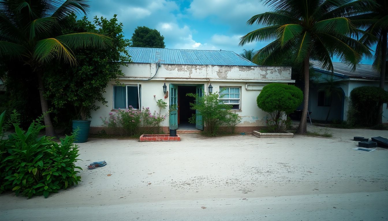 The rundown beachfront property in the Dominican Republic reflects neglected real estate.