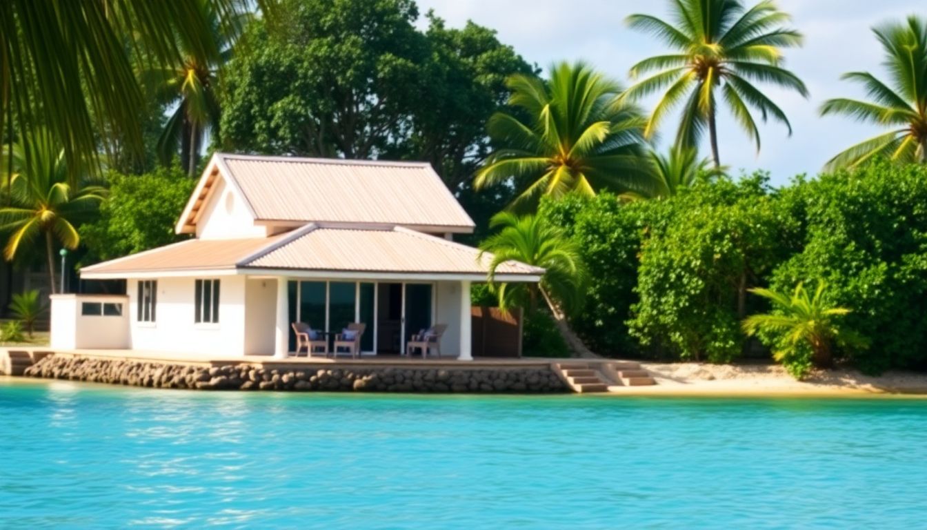 A cozy beachfront villa in Bayahibe, surrounded by lush greenery.