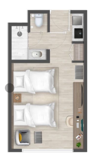 Garden and Pool View Options    Unit Features         Each unit comes equipped with your choice of Queen or Full-size beds, a micro kitchen, and an en-suite bathroom.            Sizes range from 22–26 m² (237–280 sq ft).            Thoughtfully designed for solo travelers, couples, or small families, these units combine smart functionality with everyday comfort.