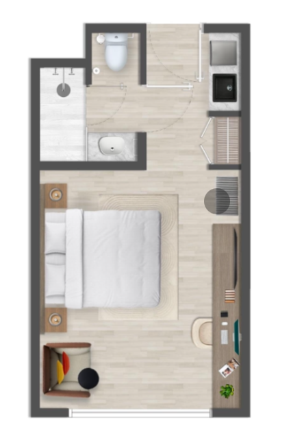 Garden and Pool View Options    Unit Features         Each unit comes equipped with your choice of Queen or Full-size beds, a micro kitchen, and an en-suite bathroom.            Sizes range from 22–26 m² (237–280 sq ft).            Thoughtfully designed for solo travelers, couples, or small families, these units combine smart functionality with everyday comfort.